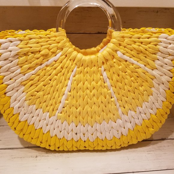 NWT KATE SPADE PICNIC PERFECT LEMON TOTE WICKER - Picture 8 of 12